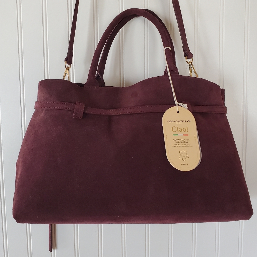 Viola Castellani Ciao! Suede Leather Bag NWT - Picture 4 of 13